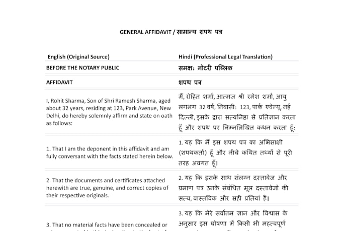 do legal english and hindi translation alongwith proofreading
